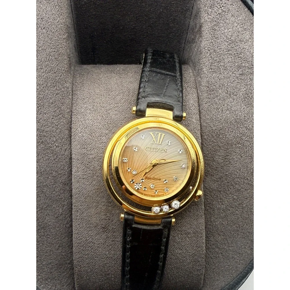 Citizen Sunrise Eco-Drive Diamond Gold Tone Watch EM0322-02Y Mother of Pearl